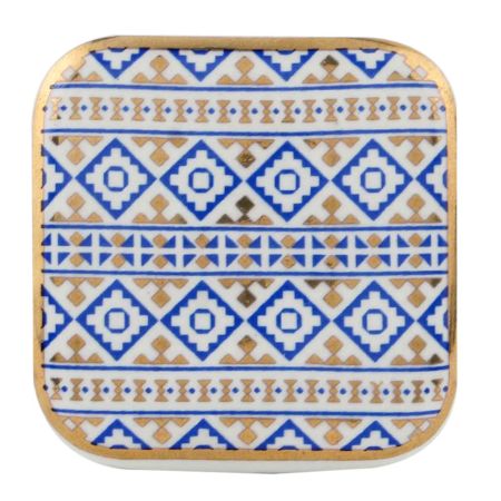 Royal Blue Golden Design Square Ceramic Dresser Knob